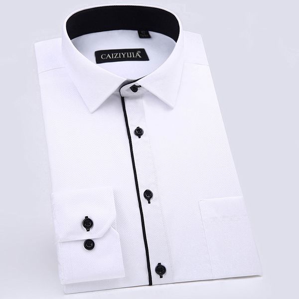 men's standard-fit long sleeve basic dress shirts single patch pocket male formal business social work twill casual shirt, White;black
men's standard-fit long sleeve basic dress shirts single patch pocket male formal business social work twill casual shirt, White;black