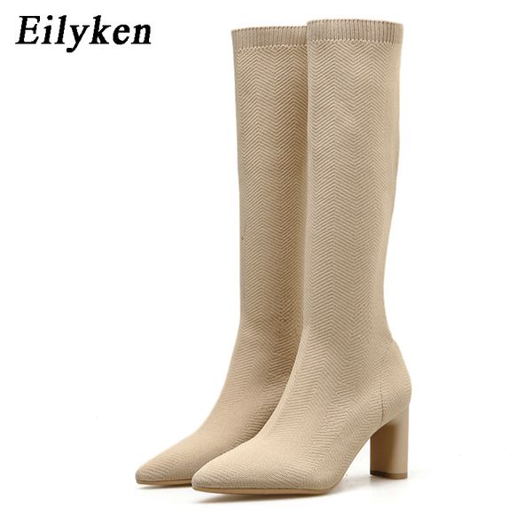 eilyken 2019 new winter knee high booties knitted elastic socks boots pointed toe medium heel boots black apricot
eilyken 2019 new winter knee high booties knitted elastic socks boots pointed toe medium heel boots black apricot