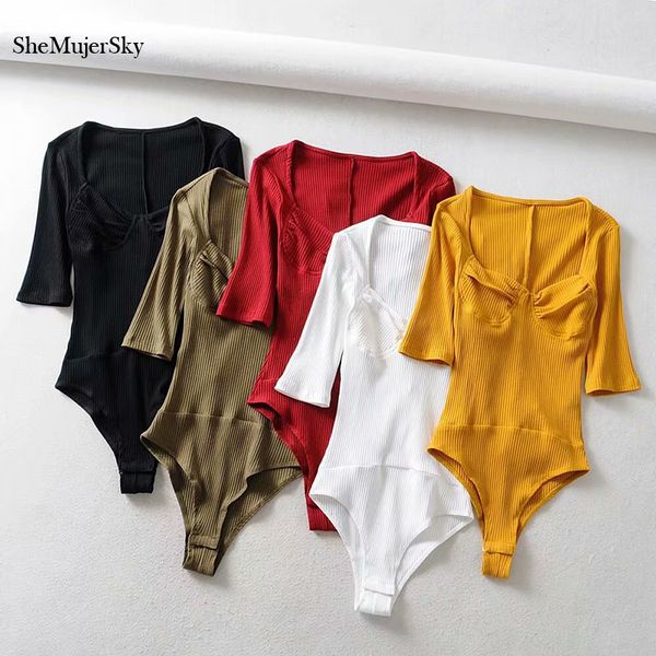 shemujersky women knitted bodysuit solid color square collar slim jumpsuits 2020 summer short sleeve overalls, Black;white
shemujersky women knitted bodysuit solid color square collar slim jumpsuits 2020 summer short sleeve overalls, Black;white