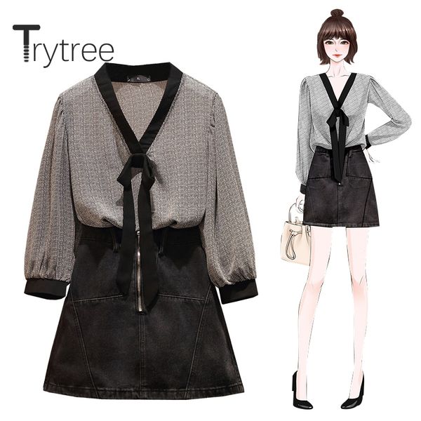 trytree 2020 spring woman two piece set casual v-neck loose skirt mini a-line zipper fashion elegant set 2 piece, White
trytree 2020 spring woman two piece set casual v-neck loose skirt mini a-line zipper fashion elegant set 2 piece, White