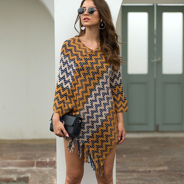 autumn sweater women v-neck patchwork wave stripe cloak loose shawl female cardigan coat sweaters sueter mujer invierno 2019, Black
autumn sweater women v-neck patchwork wave stripe cloak loose shawl female cardigan coat sweaters sueter mujer invierno 2019, Black