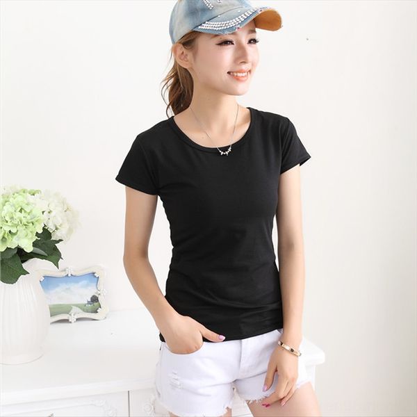 solid color short-sleeved t- slim t-shirt female all-match base shirt female, White
solid color short-sleeved t- slim t-shirt female all-match base shirt female, White