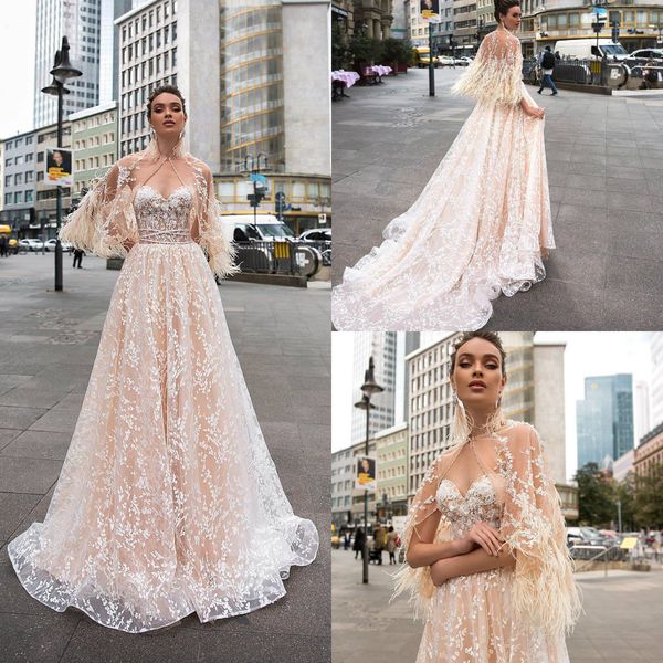2019 milla nova boho wedding dresses with wrap cape lace appliques a line feather bridal gowns sweep train sweetheart beach abiti da sposa, White
2019 milla nova boho wedding dresses with wrap cape lace appliques a line feather bridal gowns sweep train sweetheart beach abiti da sposa, White