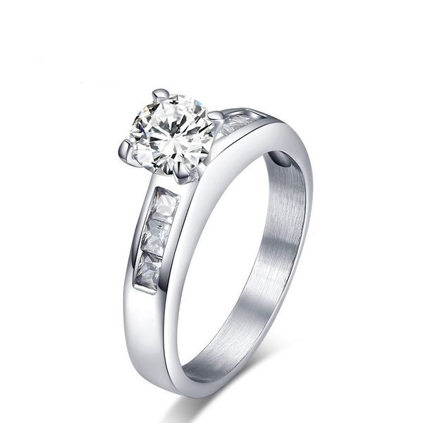 Silver Color Fashion Simple Women's Wedding Rings Stainless Steel Gemstone Zircon Ring Jewelry Gift for Lady Girl J165
Silver Color Fashion Simple Women's Wedding Rings Stainless Steel Gemstone Zircon Ring Jewelry Gift for Lady Girl J165