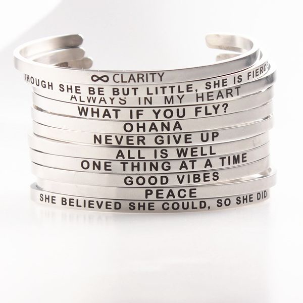 2018 quotes mantra bracelets 316l stainless steel open cuff bangle fashion women female inspirational jewelry bracelet, Black
2018 quotes mantra bracelets 316l stainless steel open cuff bangle fashion women female inspirational jewelry bracelet, Black