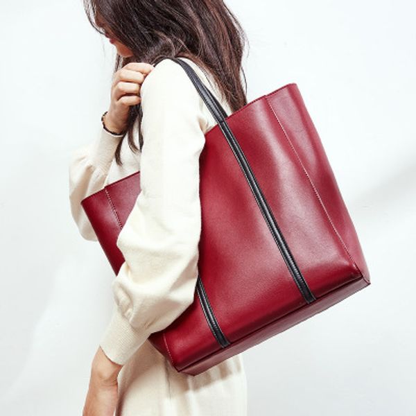 lady large capacity black burgundy tote handbag for women novelty big split leather one shoulder bag
lady large capacity black burgundy tote handbag for women novelty big split leather one shoulder bag