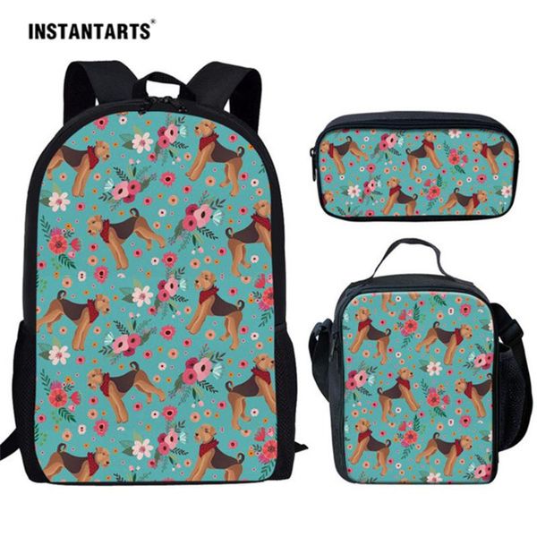 instantarts cute airedale terrier flower print school bags set for girls 3pcs primary schoolbag children school backpack mochila
instantarts cute airedale terrier flower print school bags set for girls 3pcs primary schoolbag children school backpack mochila