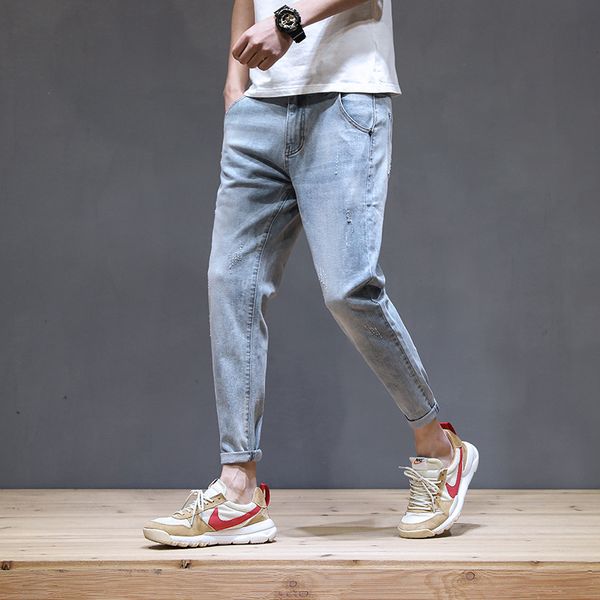 fashion pockets men jeans casual slim ankle length denim pants solid jeans homme big size, Blue
fashion pockets men jeans casual slim ankle length denim pants solid jeans homme big size, Blue