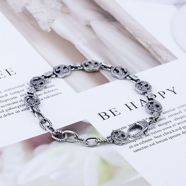 vintage s925 sterling silver letter bracelet men and women couple fashion jewelry gift, Black
vintage s925 sterling silver letter bracelet men and women couple fashion jewelry gift, Black