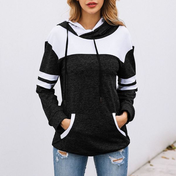 women sweatshirt hoodies pockets autumn spring long sleeve patchwork hooded pullover jumper casual pullovers blouse moletom, Black
women sweatshirt hoodies pockets autumn spring long sleeve patchwork hooded pullover jumper casual pullovers blouse moletom, Black