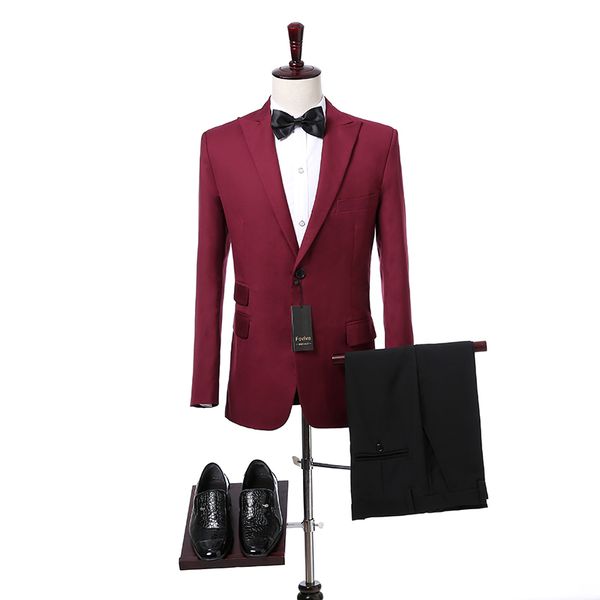 burgundy men suits slim fit blazer peaked lapel wedding tuxedos for groom two piece jacket pants foviva style 09011, Black;gray
burgundy men suits slim fit blazer peaked lapel wedding tuxedos for groom two piece jacket pants foviva style 09011, Black;gray