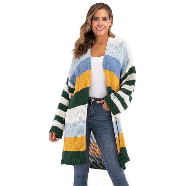 2019 women striped patchwork long sleeve knitting cardigan autumn winter fashion sweater female loose casual cardigan coat, White
2019 women striped patchwork long sleeve knitting cardigan autumn winter fashion sweater female loose casual cardigan coat, White