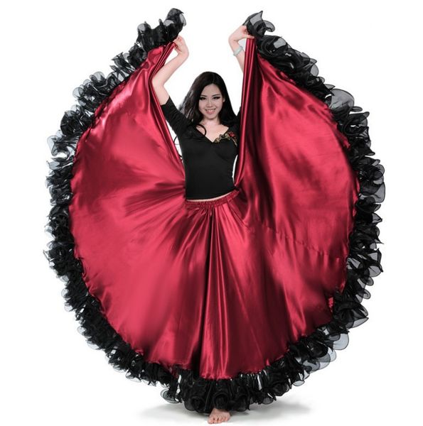 popular women's new spanish bullfighting dance skirt belly dance skirt opening big swing performance costumes, Black;red
popular women's new spanish bullfighting dance skirt belly dance skirt opening big swing performance costumes, Black;red