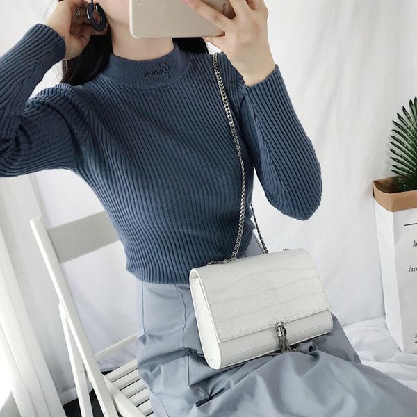 aprmhisy new autumn winter women sweaters casual slim long sleeve letter embroidery pull femme trui dames, White;black
aprmhisy new autumn winter women sweaters casual slim long sleeve letter embroidery pull femme trui dames, White;black