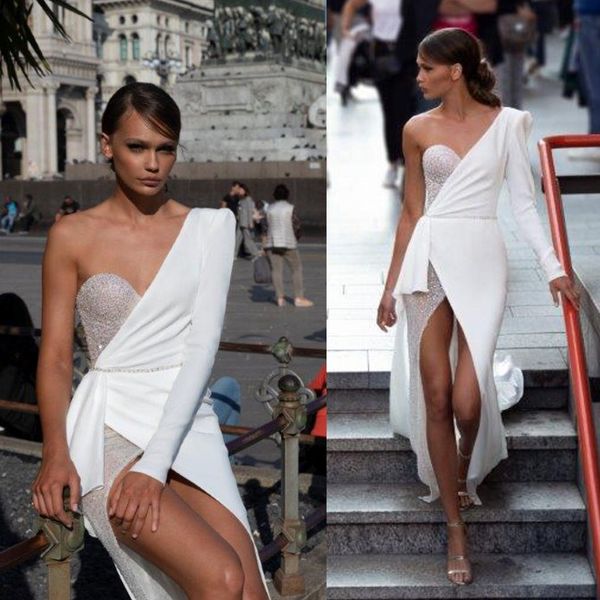 2020 julie vino brilliant wedding dresses one shoulder long sleeve sequined satin mermaid wedding dresses sweep train bridal gowns, White
2020 julie vino brilliant wedding dresses one shoulder long sleeve sequined satin mermaid wedding dresses sweep train bridal gowns, White