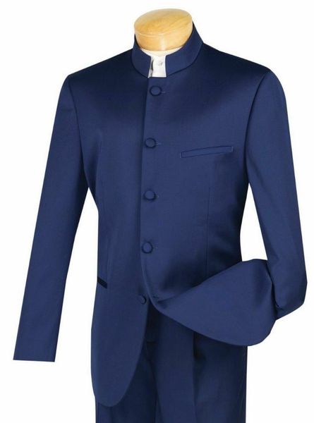 custom made stand collar men's navy blue suits wedding groom prom 5 button classic fit tuxedo suit 2 pieces, White;black
custom made stand collar men's navy blue suits wedding groom prom 5 button classic fit tuxedo suit 2 pieces, White;black
