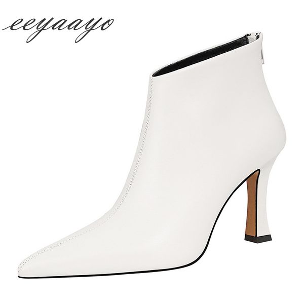 2019 new winter women ankle boots high thin heel pointed toe zipper solid ladies women shoes white female short boots, Black
2019 new winter women ankle boots high thin heel pointed toe zipper solid ladies women shoes white female short boots, Black