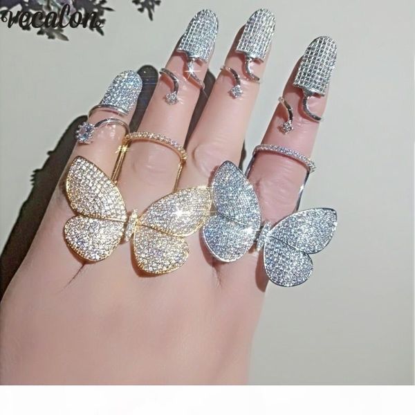 vecalon 2 colors flying butterfly ring 925 sterling silver mirco pave diamond party wedding band rings for women jewelry, Slivery;golden
vecalon 2 colors flying butterfly ring 925 sterling silver mirco pave diamond party wedding band rings for women jewelry, Slivery;golden