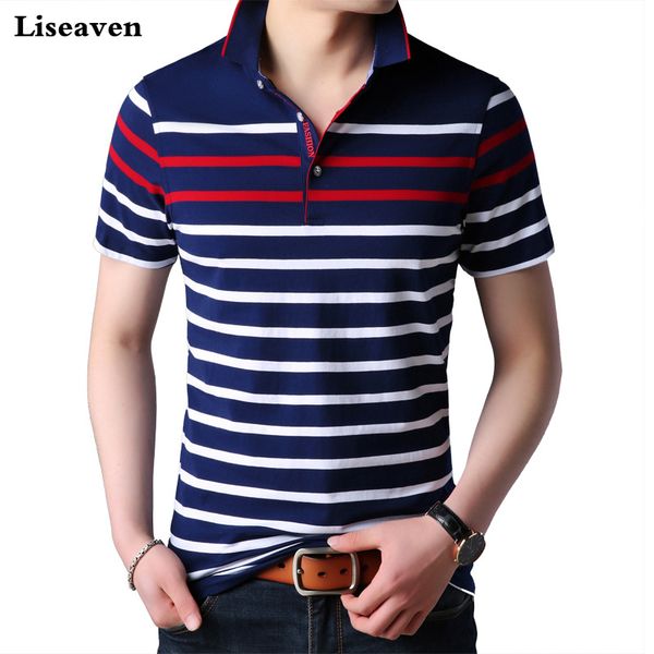 men's polos liseaven men shirt short sleeve striped s male &tees brand clothing camisas, White;black
men's polos liseaven men shirt short sleeve striped s male &tees brand clothing camisas, White;black