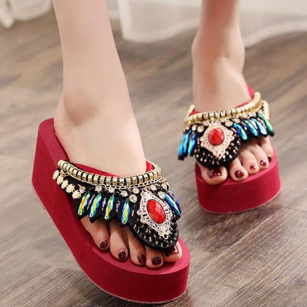 women national style summer sandals platform wedge flip-flops beach shoes 2019 summer lady shoes women slipper chinelo c721, Black
women national style summer sandals platform wedge flip-flops beach shoes 2019 summer lady shoes women slipper chinelo c721, Black