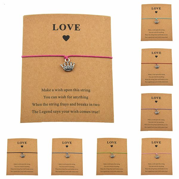 handmade love card jewelry wax cord adjustable bracelet gift for women lover girls silver princess crown charm bracelets, Golden;silver
handmade love card jewelry wax cord adjustable bracelet gift for women lover girls silver princess crown charm bracelets, Golden;silver
