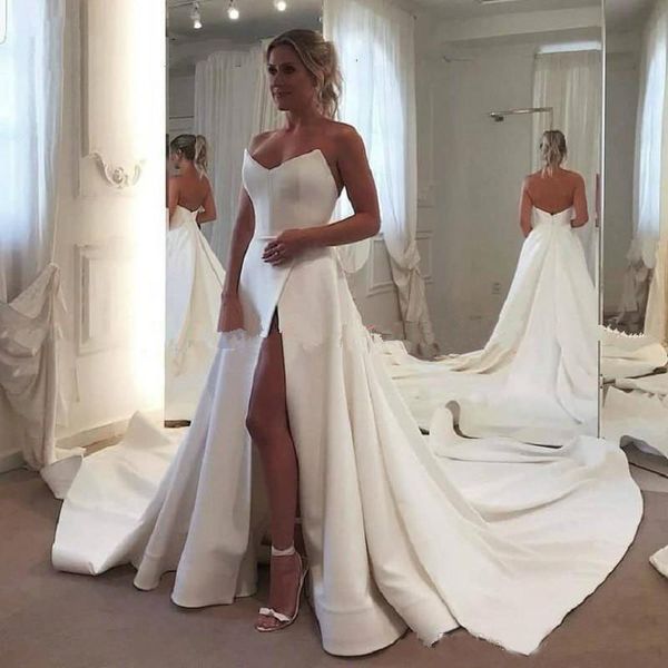 High Side Split A Line Wedding Dresses 2019 Sweetheart Zipper Back Wedding Gowns Long Bridal Gowns Custom Made
High Side Split A Line Wedding Dresses 2019 Sweetheart Zipper Back Wedding Gowns Long Bridal Gowns Custom Made