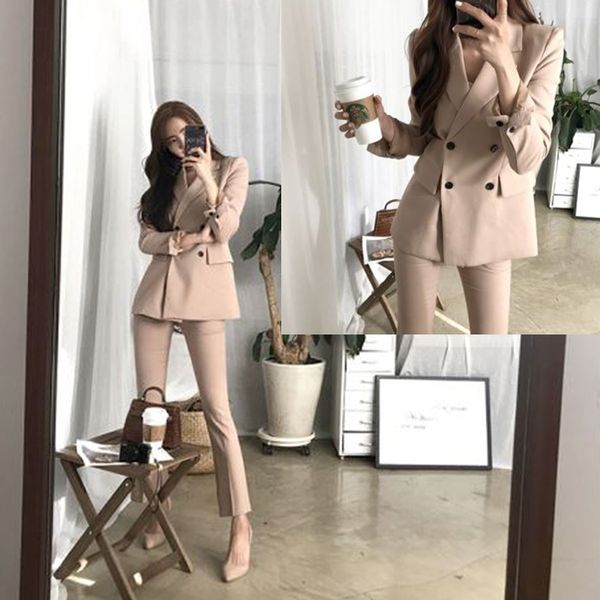 2 piece set women suit femal new style business solid color european style casual office lady's jacket + pants suit, White;black
2 piece set women suit femal new style business solid color european style casual office lady's jacket + pants suit, White;black