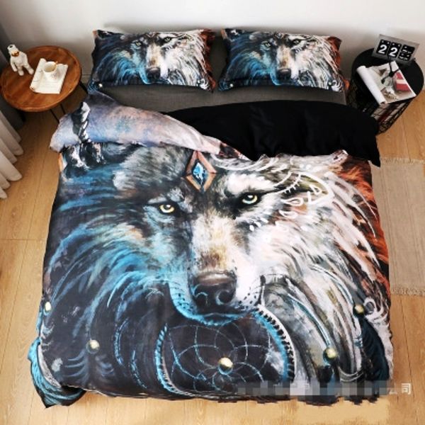 

cartoon wolf warrior novel 3d digital printing bedding set kids duvet cover pillowcase for children boys girls bed 1.2m 1.8m