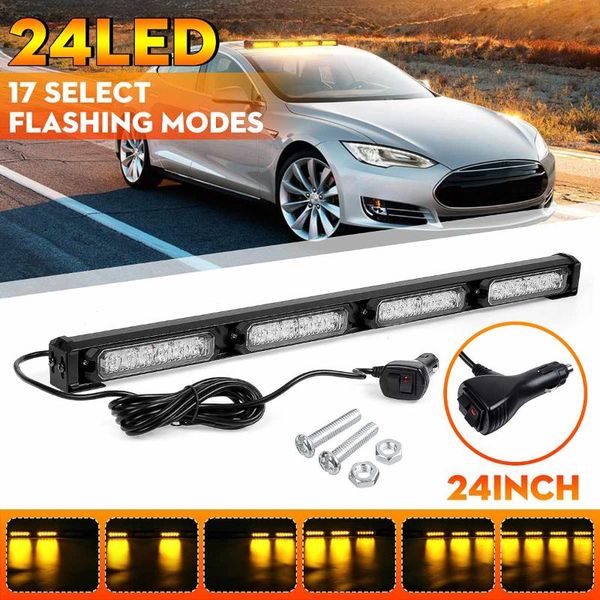 24 led amber 24" truck car emergency safety warning alarm lightbar flash strobe light bar 17 flashing patterns waterproof 12/24v
24 led amber 24" truck car emergency safety warning alarm lightbar flash strobe light bar 17 flashing patterns waterproof 12/24v
