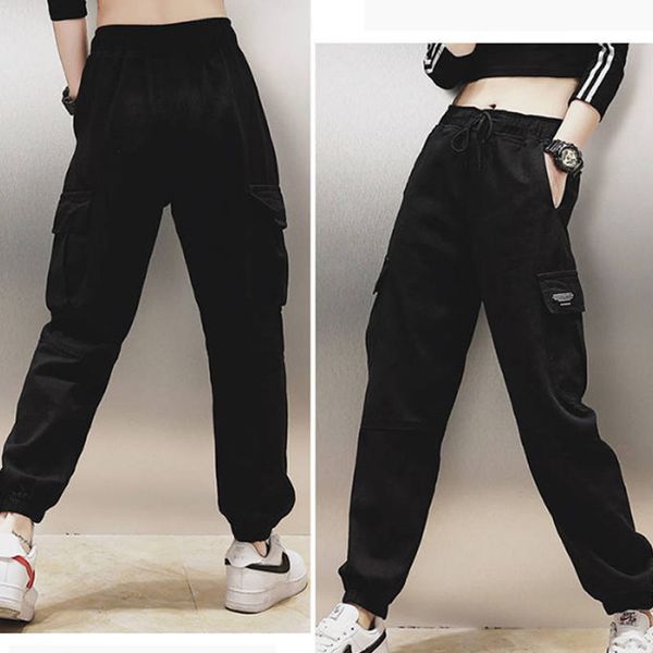 cotton high waist cargo loose pants 2020 spring pink khaki black female trousers, Black;white
cotton high waist cargo loose pants 2020 spring pink khaki black female trousers, Black;white