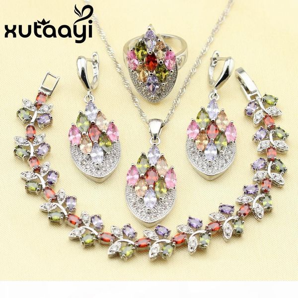xutaati 4pcs 925 sterling silver jewelry set flower multicolor stones cubic zirconia earrings ring necklace pendant bracelet
xutaati 4pcs 925 sterling silver jewelry set flower multicolor stones cubic zirconia earrings ring necklace pendant bracelet