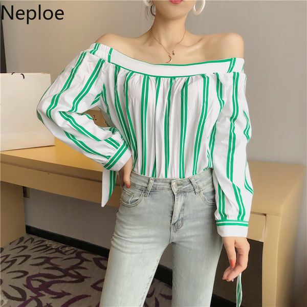 neploe women sweet striped blouse off shoulder strapless shirt 2020 spring lace up long sleeve pullover blusas 59101, White
neploe women sweet striped blouse off shoulder strapless shirt 2020 spring lace up long sleeve pullover blusas 59101, White