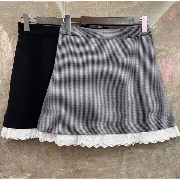 2020 new women's plaid mini skirt lace patchwork a-line office wear lady slim short skirts, Black
2020 new women's plaid mini skirt lace patchwork a-line office wear lady slim short skirts, Black