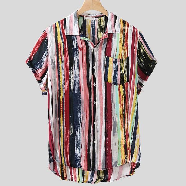 men shirt multicolor lump chest pocket short sleeve round hem loose cotton hawaiian shirts blouse camisa masculina, White;black
men shirt multicolor lump chest pocket short sleeve round hem loose cotton hawaiian shirts blouse camisa masculina, White;black