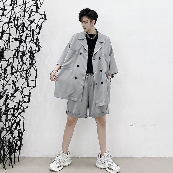 men 2pcs suits sets shirt+shorts double breasted loose casual short sleeve shirts male vintage streetwear fashion shirt, White;black
men 2pcs suits sets shirt+shorts double breasted loose casual short sleeve shirts male vintage streetwear fashion shirt, White;black