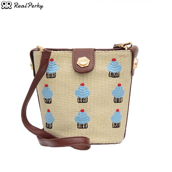 realperky women sewing thread shoulder crossbody handbag female embroidery bucket beach bag ladies summer new leather straw bag
realperky women sewing thread shoulder crossbody handbag female embroidery bucket beach bag ladies summer new leather straw bag