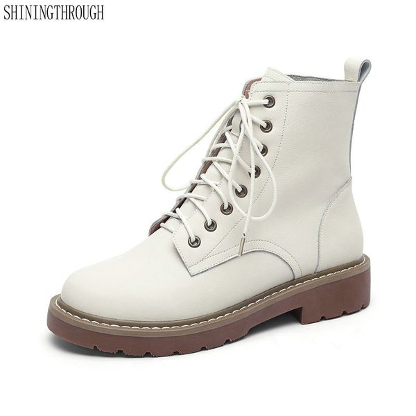 women ankle boots autumn spring genuine leather low heels shoes woman round toe cross-tied motocycle boots, Black
women ankle boots autumn spring genuine leather low heels shoes woman round toe cross-tied motocycle boots, Black