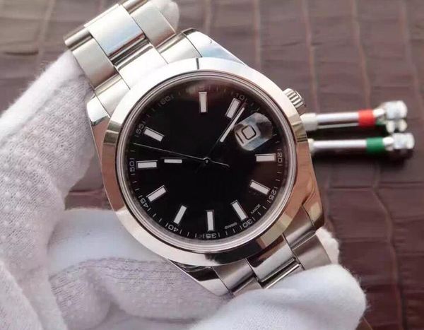 new ii 41mm smooth bezel stainless steel black dial 116300 automatic mens men's watches, Slivery;brown
new ii 41mm smooth bezel stainless steel black dial 116300 automatic mens men's watches, Slivery;brown