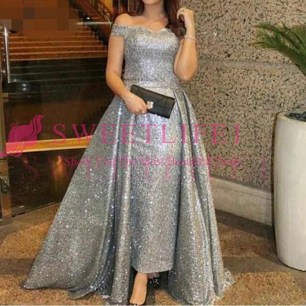 2019 silver sequined evening dress overskirt plus size kaftan off shoulder capped sleeveless prom gowns mother of the bride dress, Black;red
2019 silver sequined evening dress overskirt plus size kaftan off shoulder capped sleeveless prom gowns mother of the bride dress, Black;red
