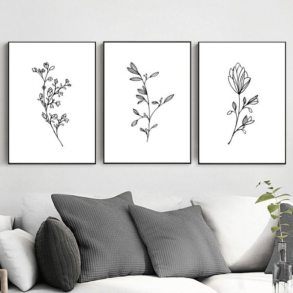 hand drawn plants posters and prints simple style black and white flower canvas print paintings poster wall pictures home decor 
hand drawn plants posters and prints simple style black and white flower canvas print paintings poster wall pictures home decor