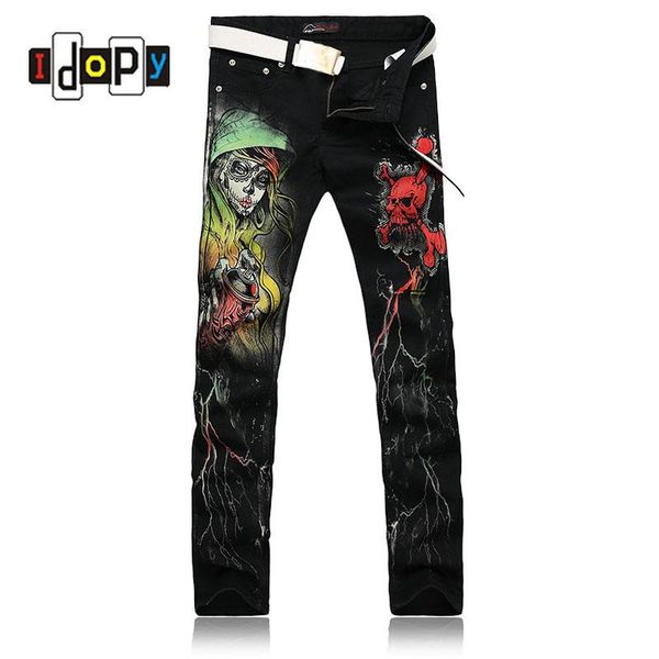 european style cool skinny jeans for men skull 3d print painted punk gothic black jeans, Blue
european style cool skinny jeans for men skull 3d print painted punk gothic black jeans, Blue