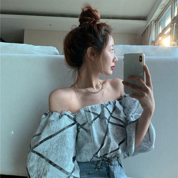 french retro lantern sleeve shirt 2020 summer new design jacquard short navel shirt women, White
french retro lantern sleeve shirt 2020 summer new design jacquard short navel shirt women, White