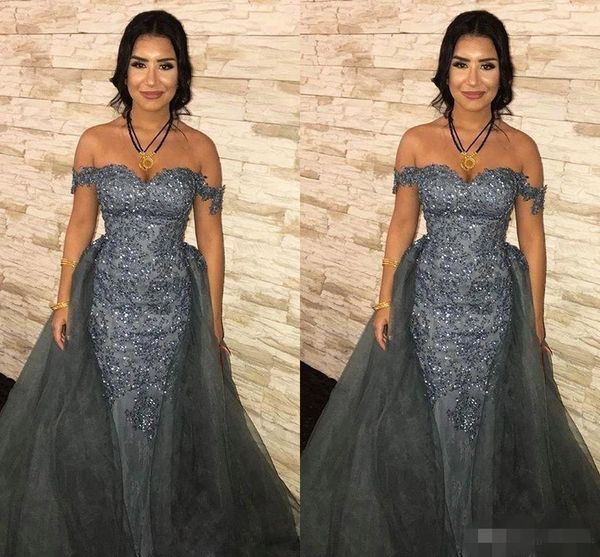 silver grey prom dresses overskirt tulle lace applique beaded elegant off the shoulder custom made evening party gown formal occasion wear, Black
silver grey prom dresses overskirt tulle lace applique beaded elegant off the shoulder custom made evening party gown formal occasion wear, Black
