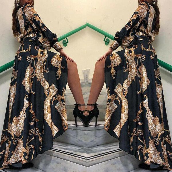 2019 new maxi dress womens long sleeve floral baggy casual maxi dress clubwear party, Black;gray
2019 new maxi dress womens long sleeve floral baggy casual maxi dress clubwear party, Black;gray