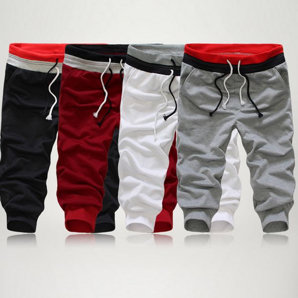 fashion men pants solid color elastic sweatpants three quarter troursers boys casual beach pants oh66, White;black
fashion men pants solid color elastic sweatpants three quarter troursers boys casual beach pants oh66, White;black