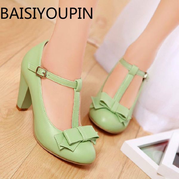 women sweet bow high heels shoes small size 32 t type buckle thick heel big size 42 43 all match women's dress shoes, Black
women sweet bow high heels shoes small size 32 t type buckle thick heel big size 42 43 all match women's dress shoes, Black