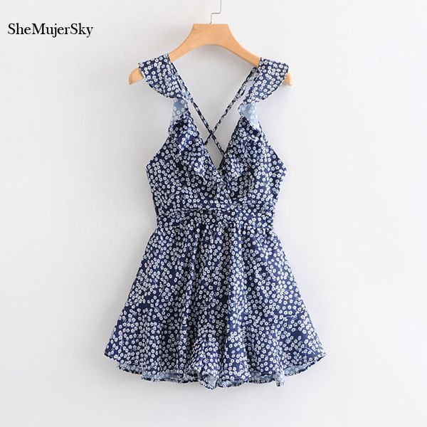 shemujersky ruffles sleeveless playsuit blue jumpsuits for women 2020 backless strappy floral print rompers, Black;white
shemujersky ruffles sleeveless playsuit blue jumpsuits for women 2020 backless strappy floral print rompers, Black;white