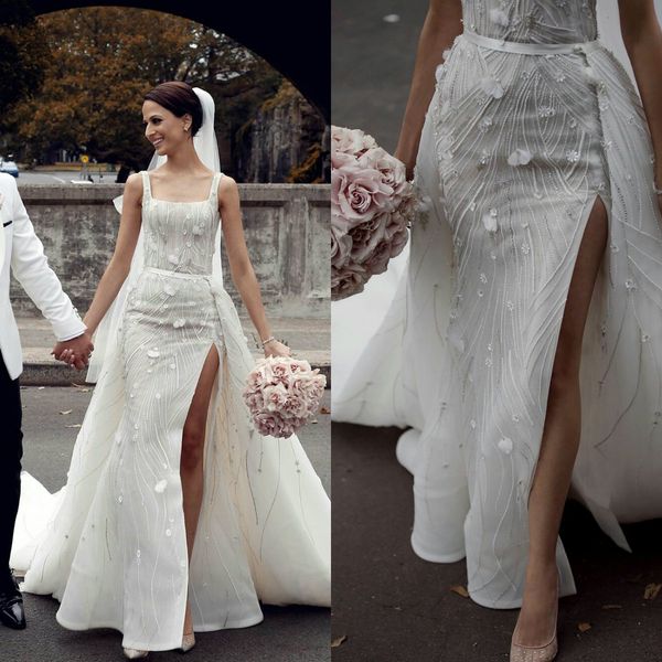 elegant mermaid wedding dresses with detachable train lace applique robes de mariée sweep train custom made country wedding dress sleeveless, White
elegant mermaid wedding dresses with detachable train lace applique robes de mariée sweep train custom made country wedding dress sleeveless, White