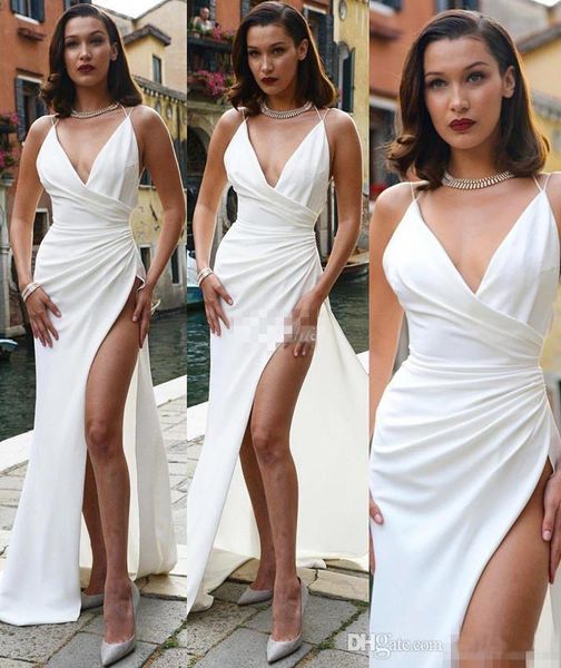 deep v neck evening party gowns spaghetti high thigh split sheath satin floor length bridesmaid gowns long celebrity dress, Black;red
deep v neck evening party gowns spaghetti high thigh split sheath satin floor length bridesmaid gowns long celebrity dress, Black;red