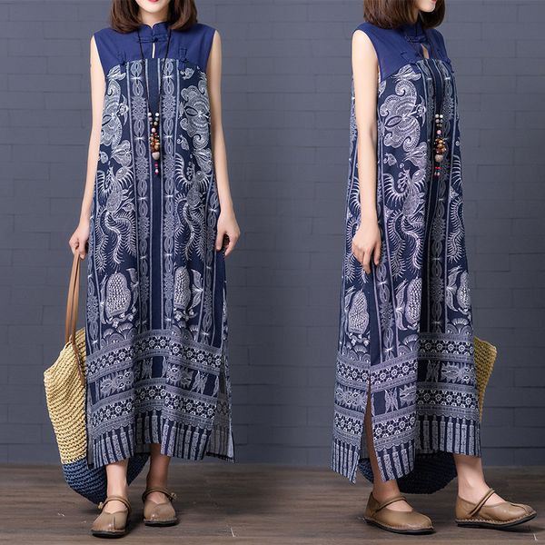 2019 summer will code suit-dress printing easy thin cotton sleeveless long fund dress, White;black
2019 summer will code suit-dress printing easy thin cotton sleeveless long fund dress, White;black